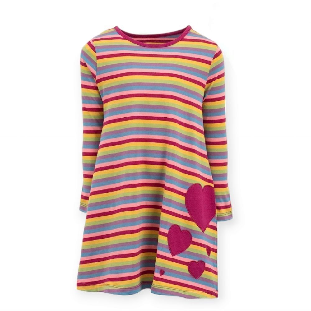 Leveret Girls Knit Striped Dress 100% Cotton